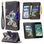 For iPhone 8 Plus & 7 Plus Colored Drawing Pattern Zipper Horizontal Flip Leather Case with Holder & Card Slots & Wallet(Big Butterfly)