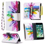 For iPhone 8 Plus & 7 Plus Colored Drawing Pattern Zipper Horizontal Flip Leather Case with Holder & Card Slots & Wallet(Sun Flower)