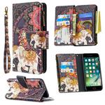 For iPhone 8 Plus & 7 Plus Colored Drawing Pattern Zipper Horizontal Flip Leather Case with Holder & Card Slots & Wallet(Flower Elephants)