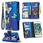 For iPhone 8 & 7 Colored Drawing Pattern Zipper Horizontal Flip Leather Case with Holder & Card Slots & Wallet(Gold Butterfly)