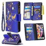 For iPhone XR Colored Drawing Pattern Zipper Horizontal Flip Leather Case with Holder & Card Slots & Wallet(Purple Butterfly)