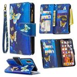 For iPhone XS Max Colored Drawing Pattern Zipper Horizontal Flip Leather Case with Holder & Card Slots & Wallet(Gold Butterfly)