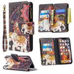 For iPhone XS Max Colored Drawing Pattern Zipper Horizontal Flip Leather Case with Holder & Card Slots & Wallet(Flower Elephants)
