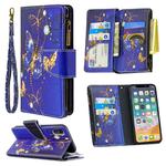 For iPhone XS / X Colored Drawing Pattern Zipper Horizontal Flip Leather Case with Holder & Card Slots & Wallet(Purple Butterfly)