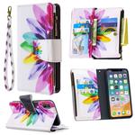 For iPhone XS / X Colored Drawing Pattern Zipper Horizontal Flip Leather Case with Holder & Card Slots & Wallet(Sun Flower)