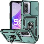 For OPPO A57 Sliding Camshield Holder Phone Case(Dark Green)