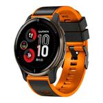 For Garmin Forerunner 265S / 255S / Venu 2S 18mm Weave Two-Color Silicone Watch Band(Black Orange)