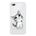 For iPhone 8 Plus / 7 Plus Coloured Drawing Pattern Highly Transparent TPU Protective Case(Cat)
