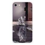 For iPhone SE 2022 / SE 2020 / 8 / 7 Coloured Drawing Pattern Highly Transparent TPU Protective Case(Cat Tiger)