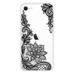 For iPhone SE 2022 / SE 2020 / 8 / 7 Coloured Drawing Pattern Highly Transparent TPU Protective Case(Black Rose)