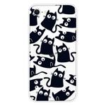 For iPhone SE 2022 / SE 2020 / 8 / 7 Coloured Drawing Pattern Highly Transparent TPU Protective Case(Black Cat)