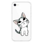 For iPhone SE 2022 / SE 2020 / 8 / 7 Coloured Drawing Pattern Highly Transparent TPU Protective Case(Cat)