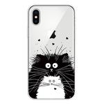 For iPhone X / XS Coloured Drawing Pattern Highly Transparent TPU Protective Case(Black White Rat)