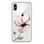 For iPhone X / XS Coloured Drawing Pattern Highly Transparent TPU Protective Case(Lotus)