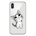 For iPhone X / XS Coloured Drawing Pattern Highly Transparent TPU Protective Case(Cat)
