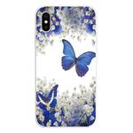 For iPhone X / XS Coloured Drawing Pattern Highly Transparent TPU Protective Case(Purple Butterfly)