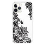 For iPhone 11 Pro Max Coloured Drawing Pattern Highly Transparent TPU Protective Case(Black Rose)