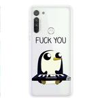 For Motorola G8 Coloured Drawing Pattern Highly Transparent TPU Protective Case(Penguin)