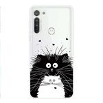 For Motorola G8 Coloured Drawing Pattern Highly Transparent TPU Protective Case(Black White Rat)