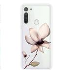 For Motorola G8 Coloured Drawing Pattern Highly Transparent TPU Protective Case(Lotus)