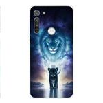 For Motorola G8 Coloured Drawing Pattern Highly Transparent TPU Protective Case(Lion)