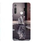 For Motorola G8 Power Coloured Drawing Pattern Highly Transparent TPU Protective Case(Cat Tiger)