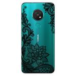 For Nokia 6.2 / 7.2 Coloured Drawing Pattern Highly Transparent TPU Protective Case(Black Rose)