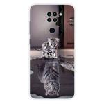 For Xiaomi Redmi 10X Coloured Drawing Pattern Highly Transparent TPU Protective Case(Cat Tiger)