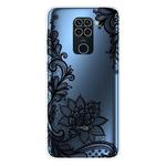 For Xiaomi Redmi 10X Coloured Drawing Pattern Highly Transparent TPU Protective Case(Black Rose)