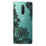 For OnePlus 8 Coloured Drawing Pattern Highly Transparent TPU Protective Case(Black Rose)