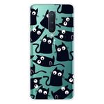 For OnePlus 8 Coloured Drawing Pattern Highly Transparent TPU Protective Case(Black Cat)