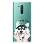 For OnePlus 8 Pro Coloured Drawing Pattern Highly Transparent TPU Protective Case(Pinch Dog)