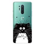For OnePlus 8 Pro Coloured Drawing Pattern Highly Transparent TPU Protective Case(Black White Rat)