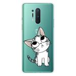 For OnePlus 8 Pro Coloured Drawing Pattern Highly Transparent TPU Protective Case(Cat)