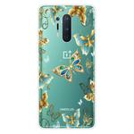 For OnePlus 8 Pro Coloured Drawing Pattern Highly Transparent TPU Protective Case(Golden Butterfly)