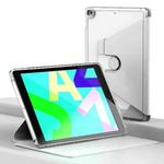 For iPad 10.2 2021 / 2020 / 2019 Clear 360 Rotation Stand Smart Leather Tablet Case(White)