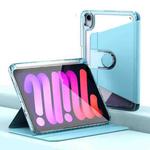 For iPad mini 6 Clear 360 Rotation Stand Smart Leather Tablet Case(Baby Blue)