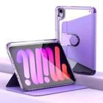 For iPad mini 6 Clear 360 Rotation Stand Smart Leather Tablet Case(Purple)