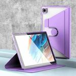 For Samsung Galaxy Tab A8 Clear 360 Rotation Stand Smart Leather Tablet Case(Purple)