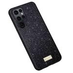 For Samsung Galaxy S24 Ultra 5G SULADA Glittery TPU + Handmade Leather Phone Case(Black)