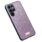For Samsung Galaxy S24 Ultra 5G SULADA Glittery TPU + Handmade Leather Phone Case(Purple)