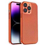 For iPhone 14 Pro Max Honeycomb Radiating PC Phone Case(Orange)