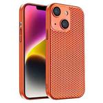 For iPhone 14 Plus Honeycomb Radiating PC Phone Case(Orange)