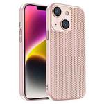For iPhone 14 Plus Honeycomb Radiating PC Phone Case(Pink)