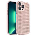 For iPhone 13 Pro Max Honeycomb Radiating PC Phone Case(Pink)