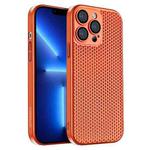 For iPhone 13 Pro Honeycomb Radiating PC Phone Case(Orange)