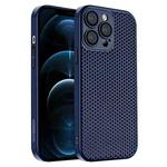 For iPhone 12 Pro Max Honeycomb Radiating PC Phone Case(Blue)