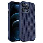 For iPhone 12 Pro Honeycomb Radiating PC Phone Case(Blue)