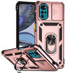 For Motorola Moto G22 2022 Sliding Camshield Holder Phone Case(Rose Gold)