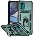 For Motorola Moto G22 2022 Sliding Camshield Holder Phone Case(Dark Green)